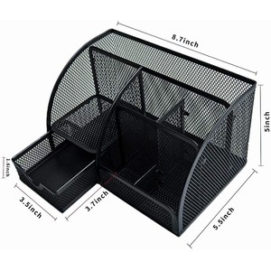 Precio de fábrica al por mayor rejilla Vertical moderna 7 compartimentos malla metálica organizador de escritorio organizador de almacenamiento - Product Image 2