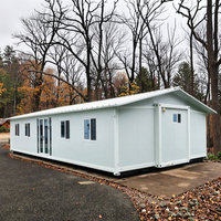 Maison préfabriquée extensible en conteneur maritime de 40 pieds à vendre, villa préfabriquée pliable en acier léger, 2 ou 3 chambres