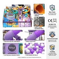 Équipement de terrain de jeu intérieur personnalisé sur le thème de la station spatiale : Capsule spatiale, Hélicoptère, Tour H, Toboggan tubulaire, Toboggan spiralé, Piscine à balles |   Enfants FEC