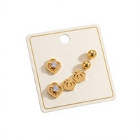 Ensemble de boucles d'oreilles en acier inoxydable plaqué or, cœur, lune, trèfle à quatre feuilles, papillon, couronne, 6 pièces, bijoux pour femmes