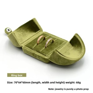Fashion Green Square Simple Double-Door Printed Velvet Ring Earrings Pendant Bracelet Storage <strong>Jewelry</strong> <strong>Box</strong> for Women - Product Image 5
