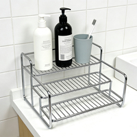 Étagère de rangement métallique DaS à 3 niveaux, style échelle, électroplaquée, pour épices de comptoir, évier de cuisine et meuble-lavabo