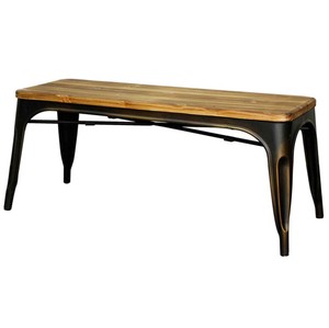 Wholesale Mid-Century Gunmetal Inspired Double Wooden <strong>Seat</strong> Metal <strong>Dining</strong> Side Industrial <strong>Bench</strong> - Product Image 5