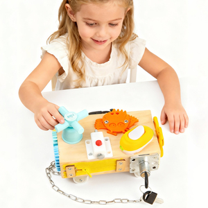 Juguete Sensorial Creativo para Niños al por Mayor, Juguete Montessori <span class=keywords><strong>de</strong></span> Madera para Desbloquear y Ejercitar Habilidades Prácticas, Coche <span class=keywords><strong>de</strong></span> Actividades - Product Image 3