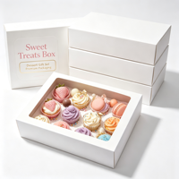 Boîtes à gâteaux personnalisées biodégradables, boîte à cupcakes à 12 trous/emplacements avec fenêtre et inserts (25) - Emballage pour boulangerie et produits alimentaires pour pâtisserie