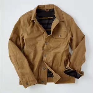 Jaket Lilin Kustom YIMAI Grosir Jaket dan Mantel Musim Dingin Pria Mantel Musim Dingin Hangat Jaket Trucker Kanvas Berlapis Lilin yang Tahan Lama untuk Pria - Product Image 2