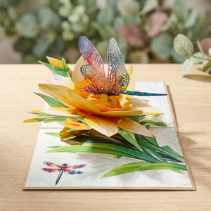 Meilleur Prix Carte Pop-up 3D Faite à la Main sur Mesure, Motif Floral Narcisse Jaune, Décoration Florale de Thanksgiving en Papier Coupé du Vietnam pour la Maison - Product Image 3
