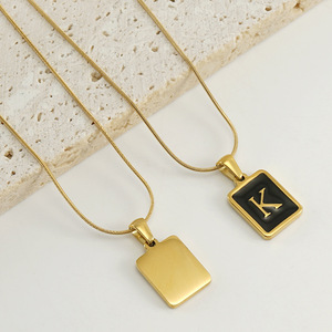 Zogxin Fashion Letter Pendant Necklace 18k Gold Plated Stainless Steel Snake Chain Unisex Jewelry for Women Men - Product Image 3