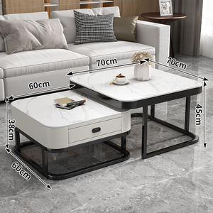 Table basse carrée en verre trempé de luxe moderne Rock Board Light pour petit salon appartement Internet Celebrity Favorite - Product Image 5