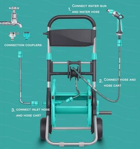 50m mới vườn hose Ống chủ Hose Reel Rack giỏ hàng với bánh xe Hose Reel Set cho sân ngoài trời tưới nước - Product Image 3