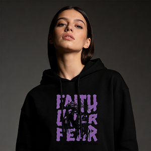 Chalecos con Capucha Gris Claro para Mujer, Estampado Religioso de <span class=keywords><strong>Fe</strong></span> y Miedo, Transpirables, Largos, Holgados, Cómodos, de Algodón, para Primavera y Otoño - Product Image 2