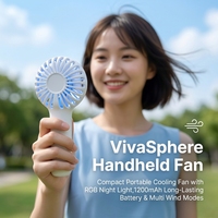 Ventilateur portable LED 4 vitesses rechargeable VivaSphere 2026, mignon, USB, en plastique, pour extérieur, personnalisé