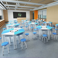 Se pueden empalmar mesas hexagonales escritorio colaborativo y sillas para la escuela están en casa en las aulas áreas de comedor comunes