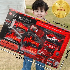 Ensemble de jouets de véhicules d'ingénierie avec livraison gratuite, modèle de camion de pompiers 1:5, voiture en plastique à rétrofriction pour garçons, maternelle et école primaire - Product Image 1