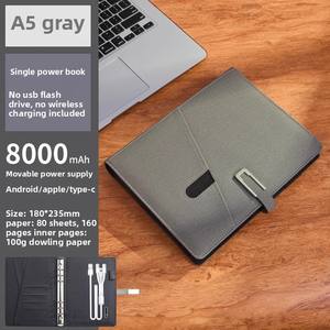 Coffret Cadeau Bloc-Notes de <span class=keywords><strong>Bureau</strong></span> Sans Fil avec Chargeur, Couverture en Cuir PU, Clé USB et Batterie Externe pour Écriture - Product Image 6