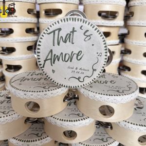 Instrumento Musical de Percusión, Pandereta para Bodas con Borde Blanco Personalizado e Impresión de Logotipo, Ideal para Bodas, Iglesia, Uso Manual - Product Image 1