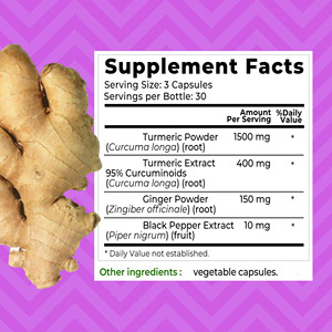 Capsules de curcuma et curcumine OEM ODM avec 400 mg d'extrait de curcuma, favorisent la santé des articulations et le confort, et renforcent le système immunitaire. - Product Image 2