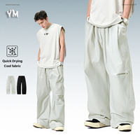 Mode personnalisée pour hommes, pantalon cargo surdimensionné, décontracté, ample, jambes larges, couleur unie, baggy, jogging, taille élastique, pantalon de sport vierge