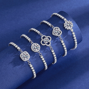 925 Sterling Silver Brilliant Cut Zircon Claw Setting <b>Adjustable</b> Charm <b>Bracelets</b> 0.1kg Trendy Women's Anniversary Factory - Product Image 2