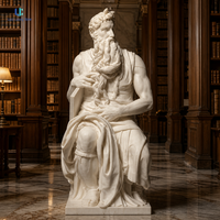 Statue de Moïse en marbre blanc Luca |   Sculpture de Prophète assis, sculptée à la main, style Michel-Ange, pour villa, jardin, musée, sur mesure