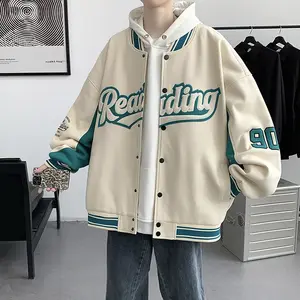 100% polyester satin street style jacket custom team embroidery logo available men baseball jacket