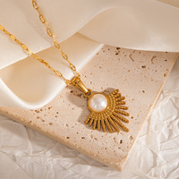 Collier à breloques en acier inoxydable de luxe plaqué or 18 carats tendance français Filles Pendentifs géométriques imperméables et résistants aux couleurs vives
