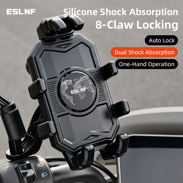 ESLNF Bicycle Phone Holder Motorcycle Phone Mount 8-Claw Secure Lock Anti-Shake Bicycle Phone Holder 360 Rotation Universal