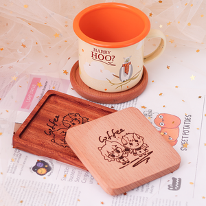 Custom Wooden Carved Cartoon Coasters, Creative Waterproof Wooden Cartoon Coasters, Non-Slip and Attractive Desktop Coasters