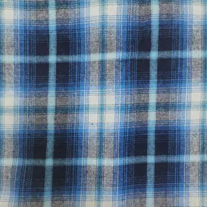 Factory Direct Supply plaid flannel cotton fabric custom different kinds of blue checks yarn dyed fabrics for clothing