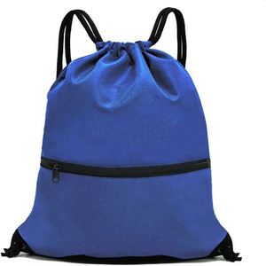 Free Sample Packaging Polyester Sports <b>Backpack</b> Drawstring Bag with Pouch - Product Image 3