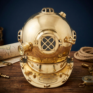 Casco Medieval de Latón Vintage, Réplica del Casco Mark V de la Marina de los Estados Unidos, Decoración Náutica Antigua para el Hogar y la Oficina, Pulido Premium - Product Image 2