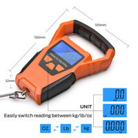 Balance électronique suspendue J&R Orange haute précision, robuste, 50 kg, avec écran LCD rétroéclairé, règle intégrée et ruban à mesurer rétractable en acier