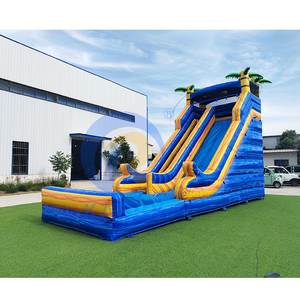 Toboggan <span class=keywords><strong>aquatique</strong></span> <span class=keywords><strong>gonflable</strong></span> stimulant bleu marbré avec piscine et château <span class=keywords><strong>gonflable</strong></span> à sauts pour adultes - Product Image 1