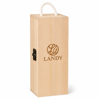 Boîte à vin rectangulaire en bois de pin naturel gravée pour bouteille unique, avec insert en mousse et fermeture à bascule en corde, emballage cadeau, vente en gros