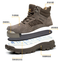 Bottes de sécurité montantes en daim, respirantes, couleur kaki, pour hommes, en toile