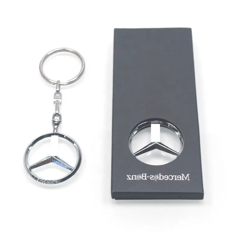 Chất lượng cao sang trọng Mercedes xe Mark Keychain với hộp quà màu đen