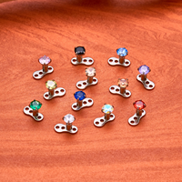 Kaishee Venta al por Mayor, Anclaje Dérmico de Titanio G23, Piercing Microdermal con Zirconia Cúbica en la Parte Superior, Accesorio de Joyería Corporal de Moda
