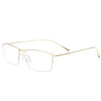 High End Ultralight gözlük tel Metal çerçeve kare gözlük yarım ay erkekler optik gözlük gözlük gözlük çerçeveleri 2019