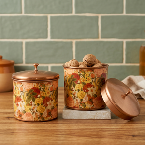 Floral Food <b>Container</b> With Lid Round <b>Storage</b> Jar Bohemian Design For <b>Kitchen</b> Use - Product Image 4