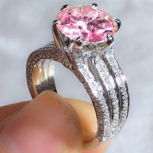 Anello da Donna F1801 in Oro Bianco con Diamante Naturale Taglio Ovale, Anello di Fidanzamento con Pietre Laterali Colore D - Product Image 3