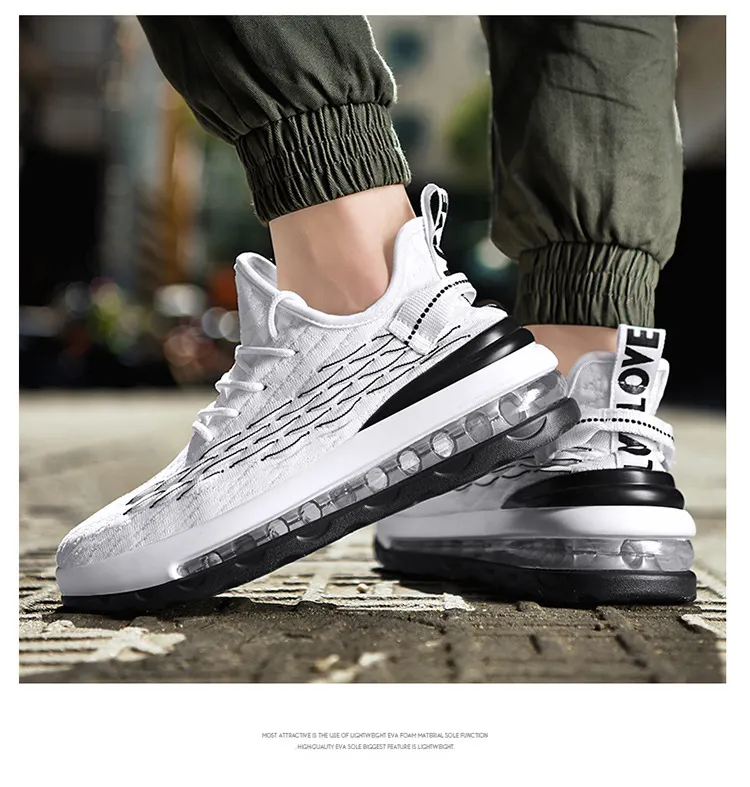 Best selling fashion outdoor lightweight lace-up knitted casual shoes mesh men's running sneakers
