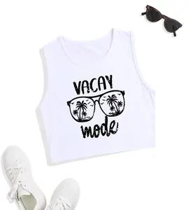 2024 New Design American pop lady tanks tops Summer vacay mode letter print graphic tank top women Fitted soft woman tank top