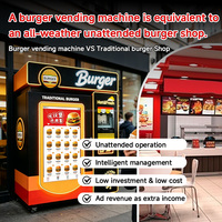 Distributeur automatique de hamburgers 24h/24, entièrement automatisé, à succès, idéal pour les campus et les immeubles de bureaux, restauration rapide.