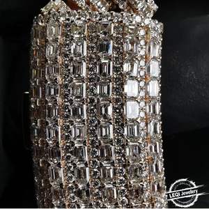 LEQI 9K-18K altın küba zincir-tam baget Lab elmas Pavé (Hip Hop lüks bildirimi kolye) - Product Image 6