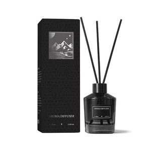 Parfum d'intérieur de luxe de qualité supérieure décor d'hôtel bouteille en verre de diffuseur de roseau décoratif noir de 100ml avec boîte - Product Image 2