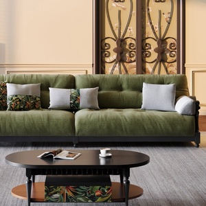 Divano Moderno in Legno Massello Stile Mid-Century, Morbido Divano Cloud in Velluto a Coste Delicato sulla Pelle per Arredamento Soggiorno - Product Image 3