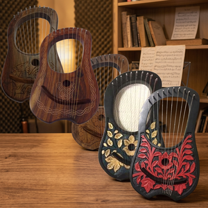 Lyre Harp 10 Metal <b>Strings</b> Plain Design in Brown Bag,Tuning Key,And <b>Strings</b> Set - Product Image 2