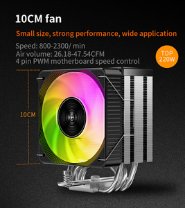 Jiushark เครื่องทำความเย็นซีพียู JF100RS 6มม. x 4ท่อความร้อนทองแดงชุบนิกเกิลพัดลม PWM 2300RPM 220W TDP - Product Image 2