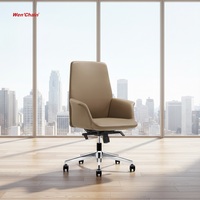 Chaise de bureau ergonomique moderne de luxe, réglable en hauteur, pivotante, en cuir PU, base chromée, garantie de 2 ans, confortable pour une utilisation à domicile