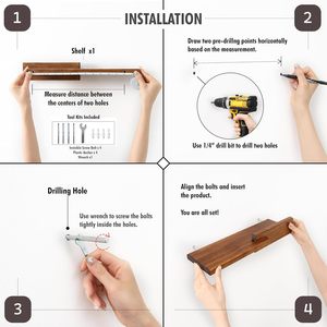 4.5D X 15W pulgadas Sala de estar Cocina Decoración Juego de 2 estantes de pared reversibles modernos - Product Image 6